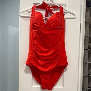 Jets by Jessika Allen Vibrant Red Ruched One Piece Swimsuit